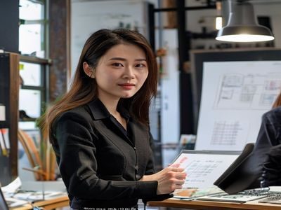 探花社区产品总监林晓薇的职业形象照，专注而亲和，身处产品设计工作室，桌上摆放着用户体验设计草稿