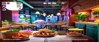 探花社区美食探店视频预告，博主在网红餐厅品尝特色菜肴，画面色彩鲜艳食欲感强